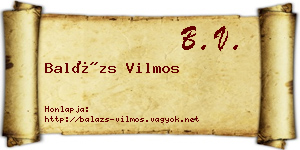 Balázs Vilmos névjegykártya